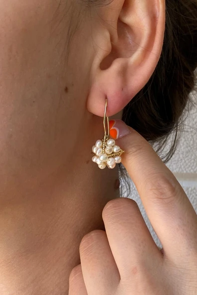 4,5 mm Piramit Model Doğal İnci Küpe Kolye Bileklik Yüzük Dörtlü Set - 3