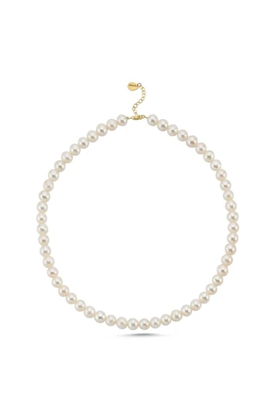 Kadın 7,5 mm Sıralı Doğal İnci Kolye - Resim 5