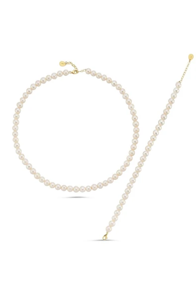 7,5 mm Sıralı Doğal İnci Kolye Bileklik İkili Set - 6