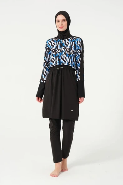 Tesmay 3012 Siyah Sporlycra Tam Boy Tasarım Tesettür Mayo - 2