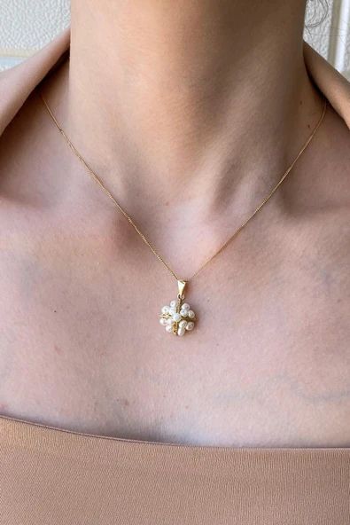 4,5 mm Piramit Model Doğal İnci Küpe Kolye Bileklik Yüzük Dörtlü Set - 2