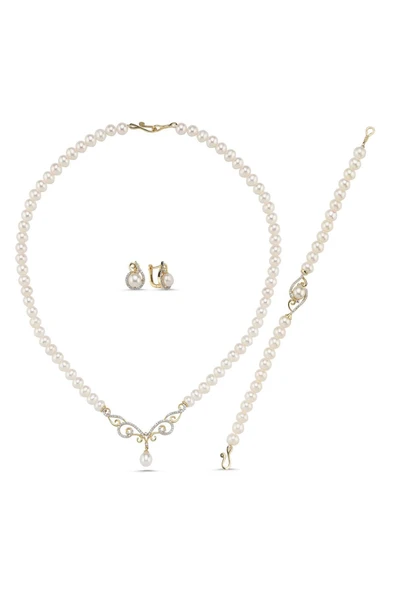 Taşlı Doğal İnci Kolye Bileklik Yüzük Küpe Dörtlü Set - 5