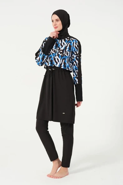 Tesmay 3012 Siyah Sporlycra Tam Boy Tasarım Tesettür Mayo - 5