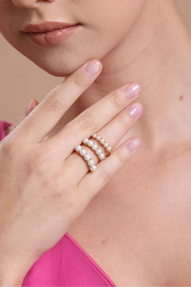 3,5 mm Small Beş Doğal İncili Yüzük - 3
