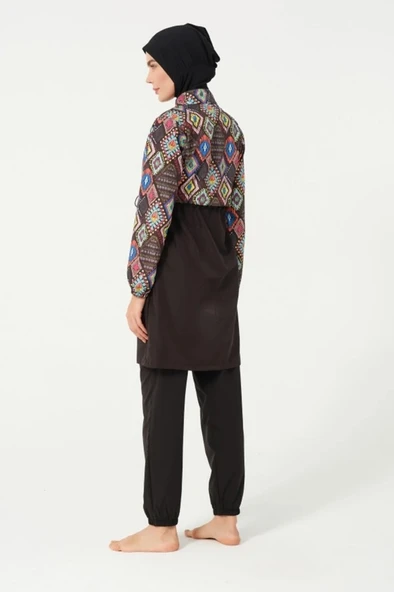 Tesmay 22155 Tam Boy Dijital Desenli Tam Boy Tesettür Mayo - Resim 5