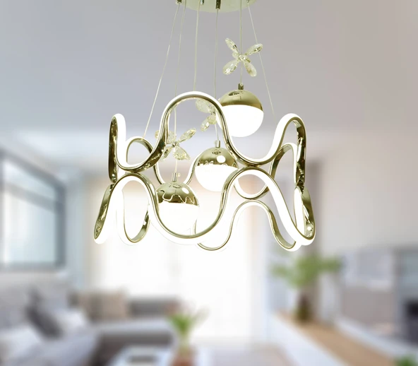 TT Aydınlatma TT336-3TPL-SR  Sarı Kaplama 3 Toplu 3 Renk Modüllü Ledli Avize - Resim 3