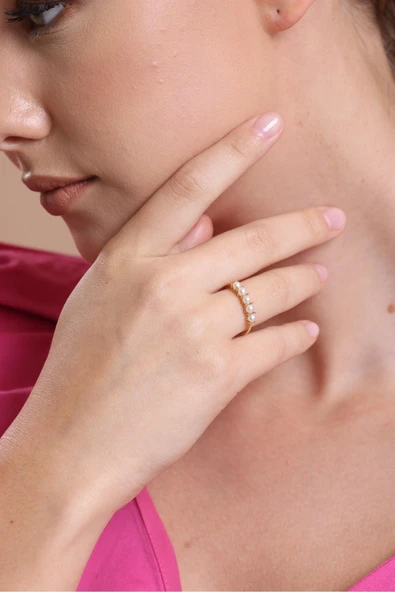 3,5 mm Small Beş Doğal İncili Yüzük - 4