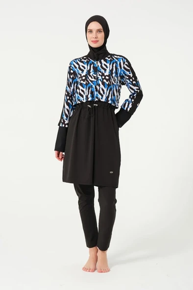 Tesmay 3012 Siyah Sporlycra Tam Boy Tasarım Tesettür Mayo - 4