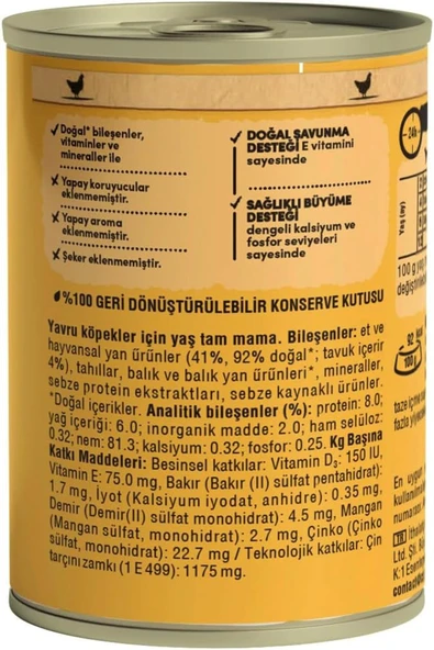 Pedigree tavuklu Yavru Köpek Konserve Yaş Mama 400 gr 24 Adet - 2