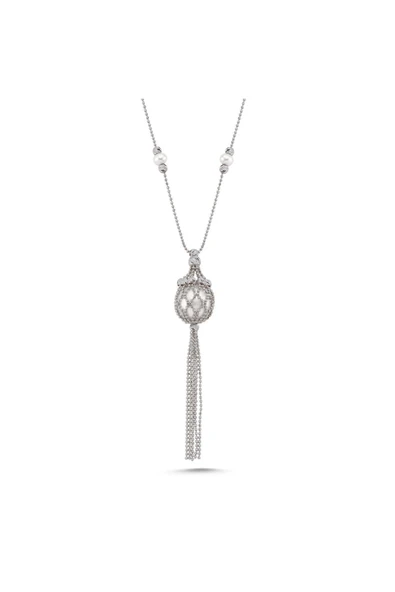 5 mm Doğal İnci Püsküllü Kolye - 5