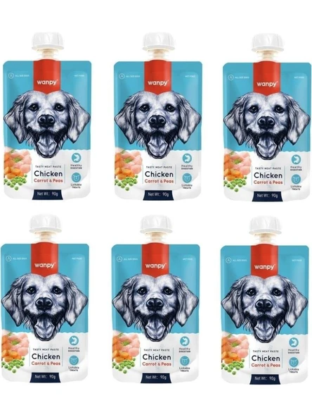 6 Adet Wanpy Taze Tavuklu&Havuçlu Köpek Et  Ezmesi 90Gr  Skt:09/2025 - 1