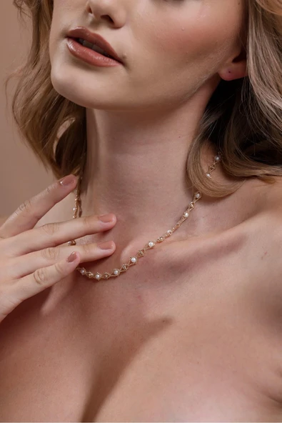 5,5 mm Damla Modelli Doğal İncili Kolye - Resim 4