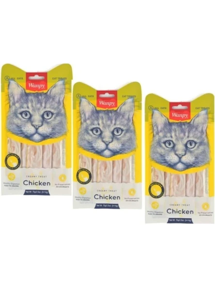 3 Adet Wanpy Tavuk 5x14 gr Sıvı Ödül RA-049 Likit Kedi Ödülü Skt: 10/2026