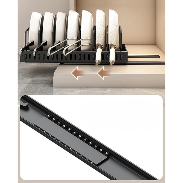 Teleskopik Raylı Tava Tencere Organizeri ürün görseli 1