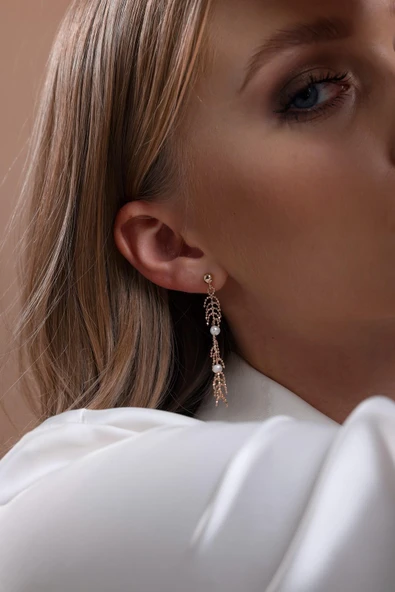 5,5 mm Kılçık Model Doğal İncili Küpe Kolye Bileklik Üçlü Set - 4