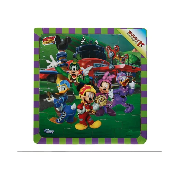 Mickey Ve Çılgın Yarışçılar 16 Parça Ahşap Oyuncak Yapboz Zafer Kupası