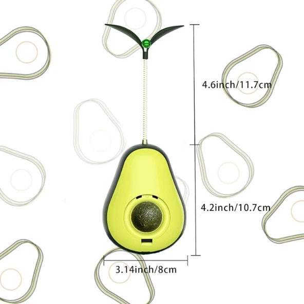 Avokado Şeklinde Kedi Naneli ve Mama Hazneli Kedi Oyuncağı - Resim 3