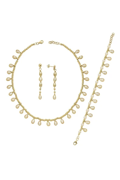 5,5 mm Dorikalı Sallantılı Damla Doğal İncili Küpe Kolye Bileklik Üçlü Set