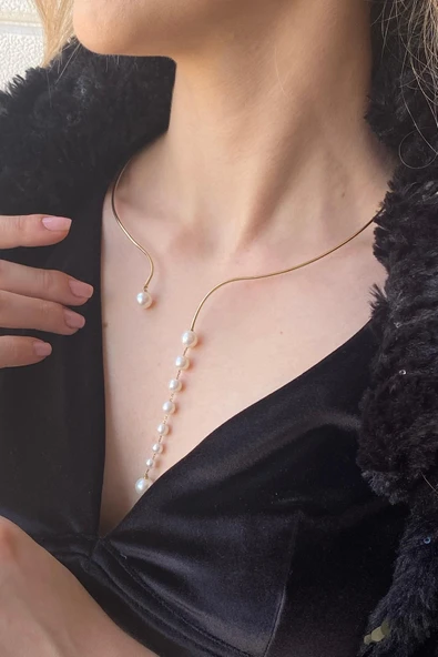 8,5 mm Süzme Doğal İnci Kolye - 3