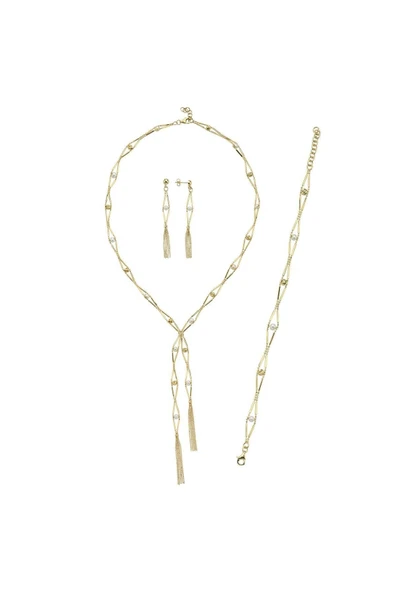 5,5 mm Baklava Dilimi Doğal İncili Küpe Kolye Bileklik Üçlü Set