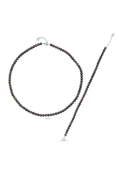 Kadın Doğal Kültür İncisi Kolye Bileklik İkili Set - 5