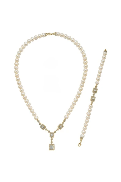 7,5 mm Kadın Baget Doğal İnci Kolye Bileklik İkili Set