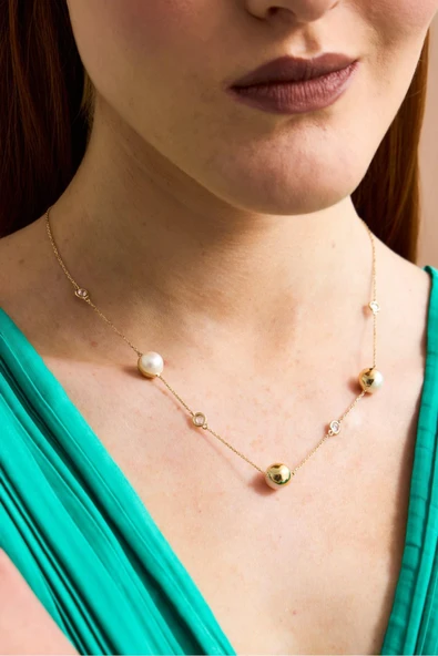 9,5 mm Doğal İncili Kolye - Resim 4