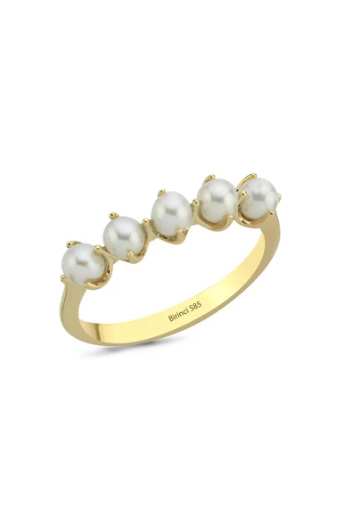 3,5 mm İnce Tırnak Beş Doğal İncili Yüzük - Resim 7