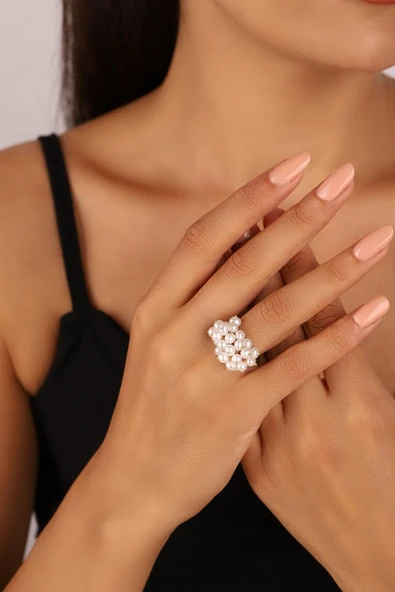 5,5 mm Üzümlü Doğal İnci Yüzük - Resim 9