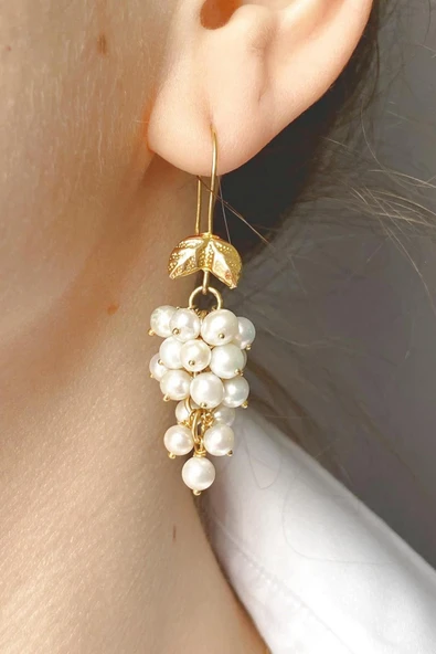 4,5 mm Üzümlü Doğal İnci Küpe - 2