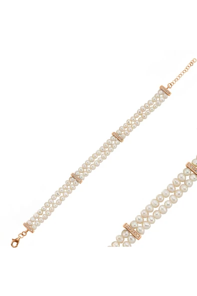 6,5 mm Çift Sıra Doğal İnci Bileklik - Resim 5