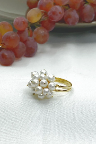 5,5 mm Üzümlü Doğal İnci Yüzük - Resim 4