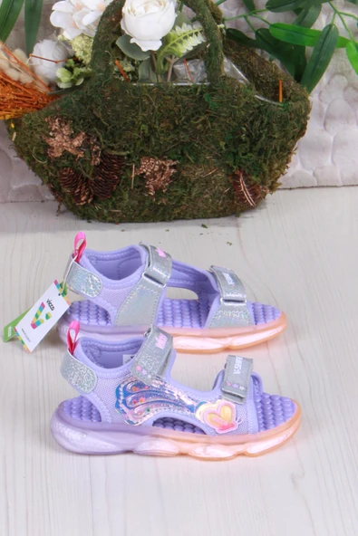 Vicco 332.P25Y.254 Lila Can Anatomik Işıklı Kız Çocuk Sandalet - Resim 2