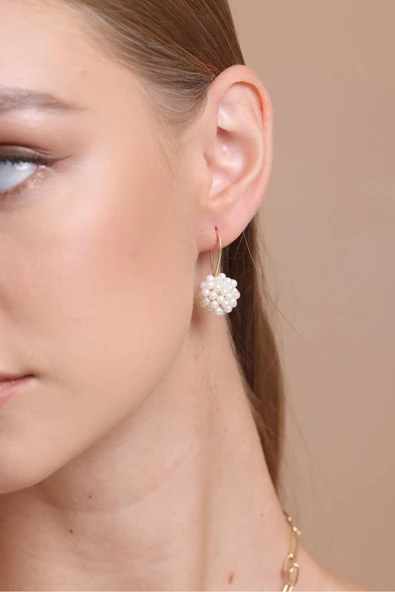 Prenses Model Doğal İnci Kadın Küpe