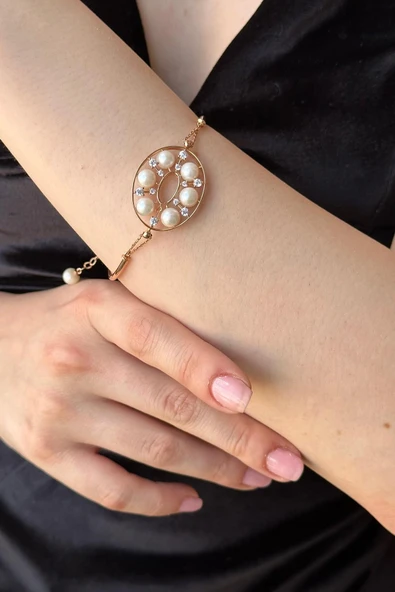 6,5 mm Tasarımlı Doğal İncili Kolye Bileklik İkili Set - 3