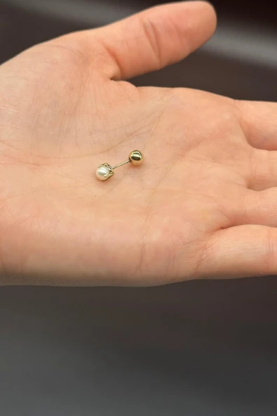 4,5 mm Tragus Doğal İnci Çift Taraflı Top Piercing
