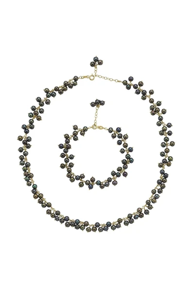 4,5 mm Sallantılı Doğal İnci Kolye Bileklik İkili Set - 5