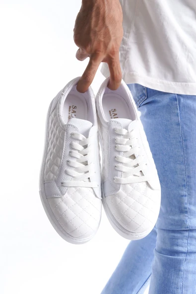 Bağcıklı Cilt Kapitone Desenli Erkek Günlük Sneaker Ayakkabı - 4