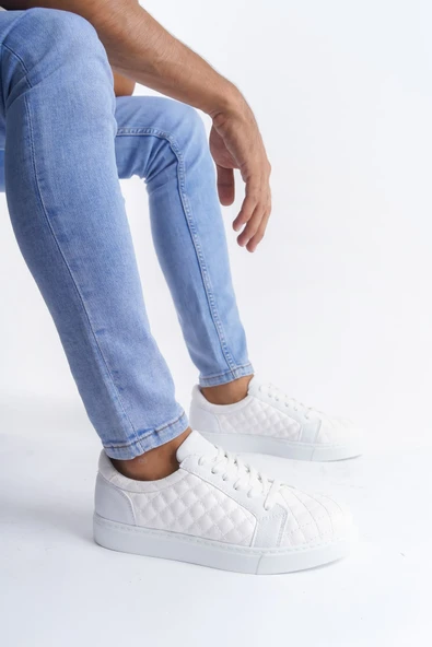 Bağcıklı Cilt Kapitone Desenli Erkek Günlük Sneaker Ayakkabı - 2