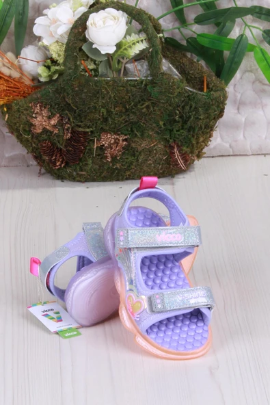 Vicco 332.P25Y.254 Lila Can Anatomik Işıklı Kız Çocuk Sandalet - Resim 4