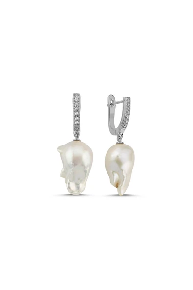 12,5 mm Barok Doğal İnci Küpe - 5