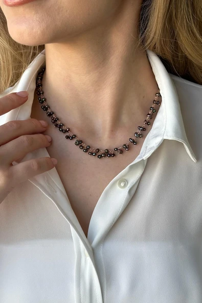 4,5 mm Sallantılı Doğal İnci Kolye - 3