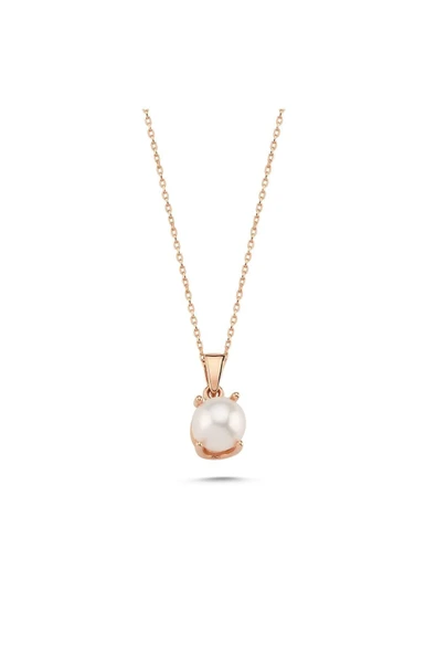 Kadın 7,5 mm Doğal İnci Kolye - Resim 5