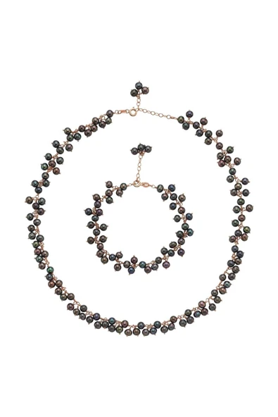 4,5 mm Sallantılı Doğal İnci Kolye Bileklik İkili Set - 6