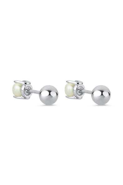 4,5 mm İkili Tragus Doğal İnci Çift Taraflı Top Piercing - 4