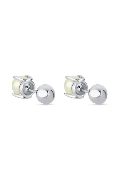 5,5 mm İkili Tragus Doğal İnci Çift Taraflı Top Piercing - 4