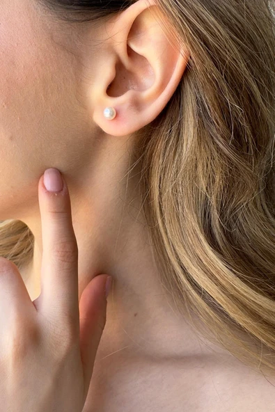 6,5 mm Doğal İnci Top Küpe