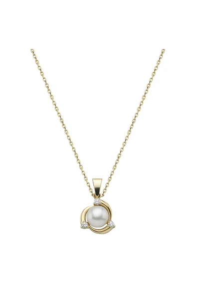 6,5 mm Zirkon Taşlı Doğal İnci Kolye - Resim 3