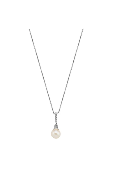 8,5 mm Zirkon Taşlı Doğal İnci Kolye - Resim 9