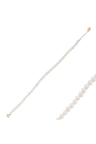 4,5 mm Doğal İnci Sıralı Bileklik - Resim 5